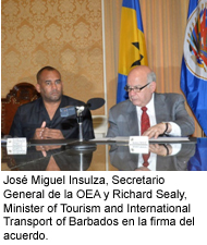 OEA - Barbados firman acuerdo para realizar la Reunión de Ministros de Turismo en 2014