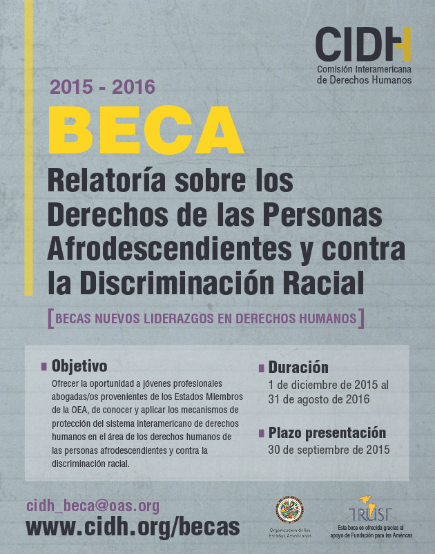 Beca para la Relatora sobre los Derechos de las Personas Afrodescendientes y contra la Discriminacin Racial
