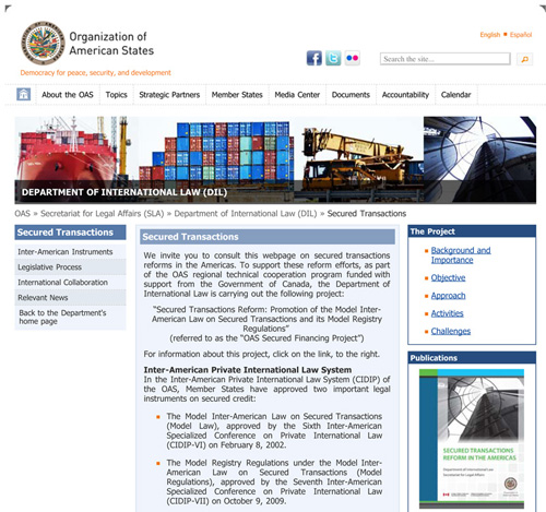 Department of International Law Launches Secured Transactions Webpage
