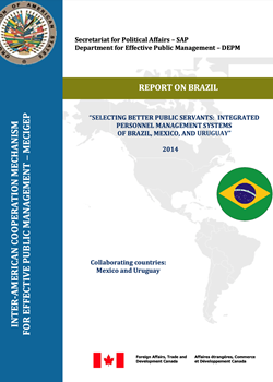 Cover, OAS logo, Brazil flag, Canada logo as donor, title of the report, 2014