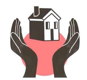 Hands taking care of a house