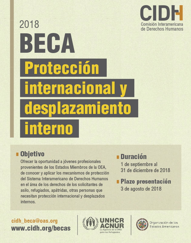 Beca sobre proteccin internacional y desplazamiento interno 2018 