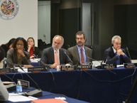 Los Comisionados en la audiencia sobre la situacin de las personas detenidas en Guantnamo, que tuvo lugar el 12 de marzo de 2013