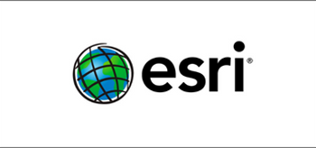 the globe in blue and green, the word "esri" in black